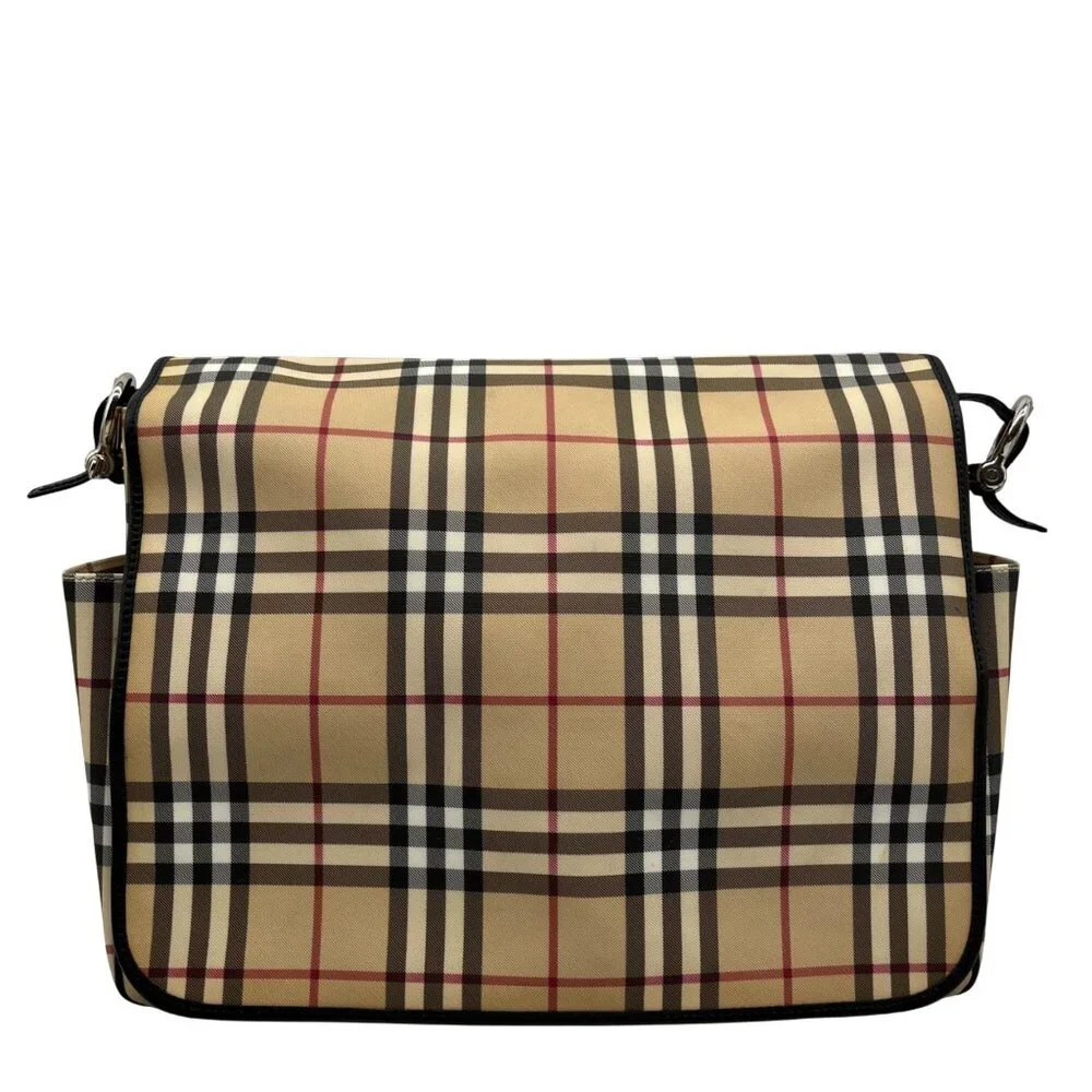 Burberry Beige Coated Canvas Nova Check Messenger Diaper Bag - Picture 1 of 13